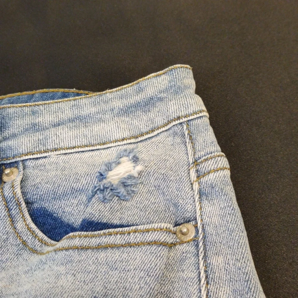 AKIRA Denim shorts Rhinestone fringed.